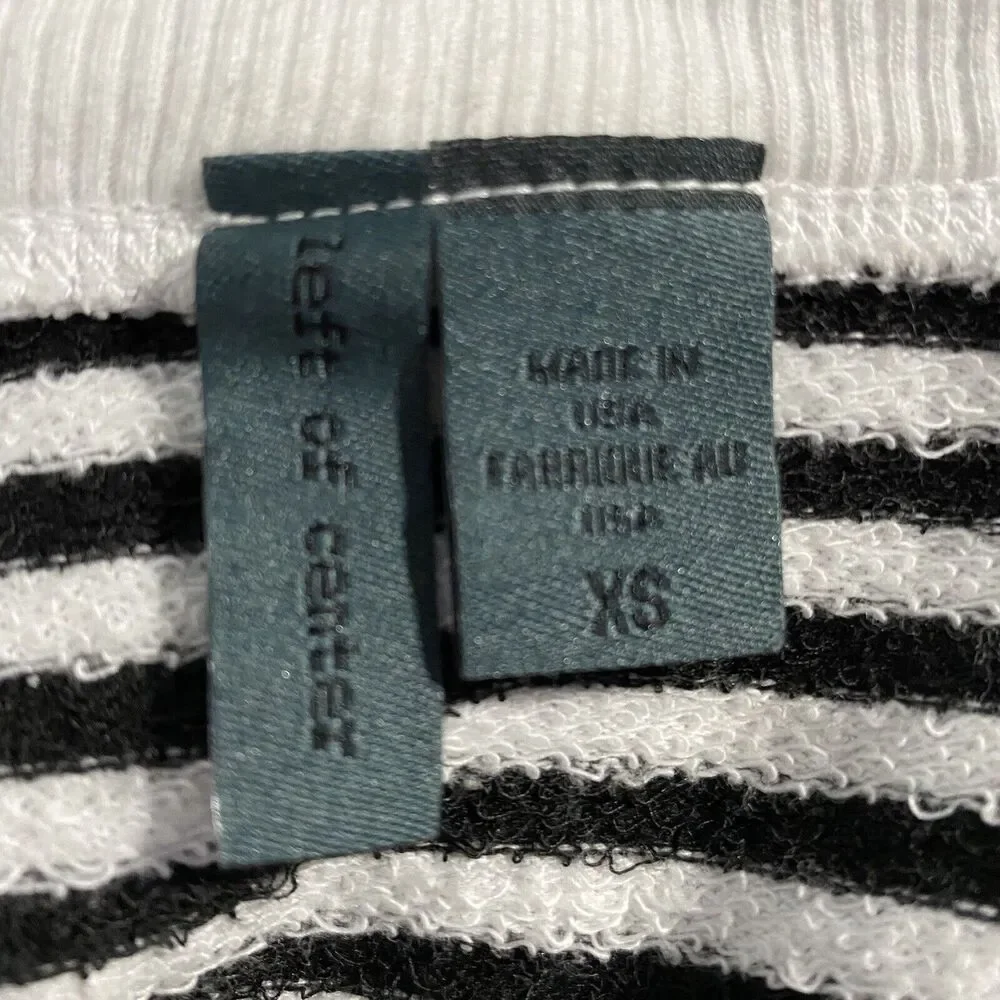 Anthropologie Left Of Center Sweater XS Black White Stripe‎ Wrap Asymmetrical